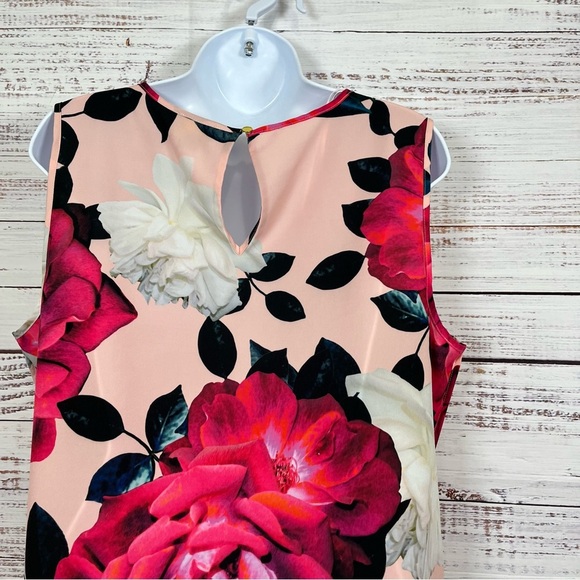 CeCe Pink Floral Rose Sleeveless Tunic Blouse - Picture 6 of 12